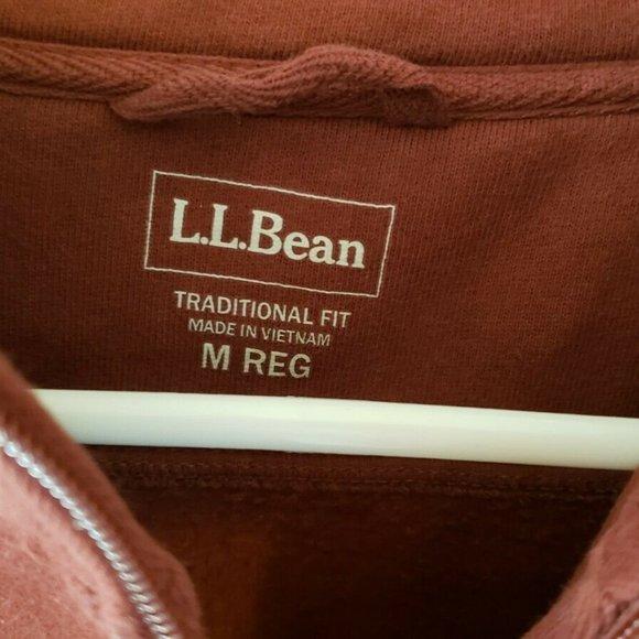 L.L. Bean Quarter Zip Vintage Pullover Red Maroon Men's Size Medium Cotton - Picture 6 of 7